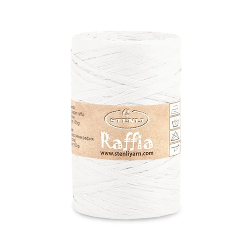 Włóczka Stenli Raffia 12 / rafia papierowa / biały