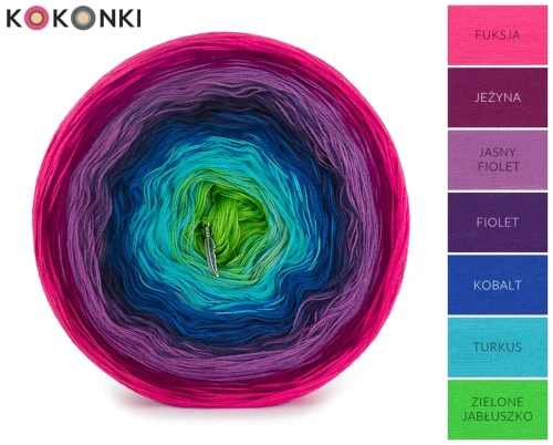 KOKONEK Classic A368 Peacock - Fuksja/jeżyna/jasny fiolet/fiolet/kobalt/turkus/zielone jabłuszko