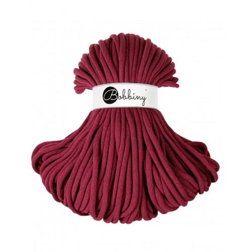 Sznurek pleciony bawełniany Bobbiny Jumbo / Czerwone Wino / Wine Red / 9mm / 100m