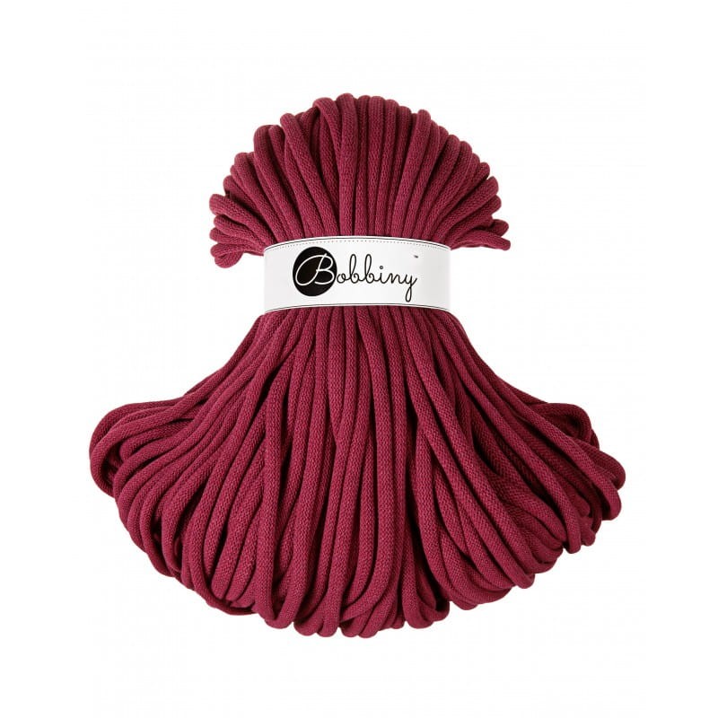 Sznurek pleciony bawełniany Bobbiny Jumbo / Czerwone Wino / Wine Red / 9mm / 100m