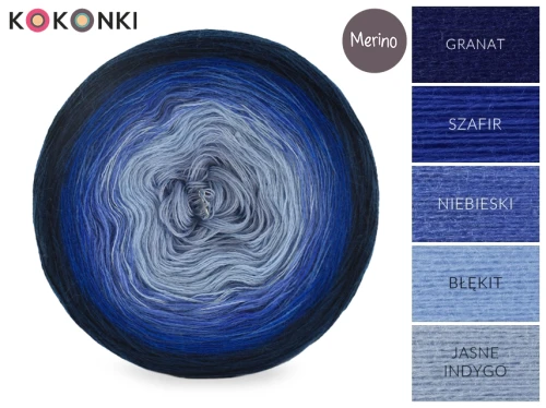 KOKONEK Merino 325 Sea Stories - Granat/szafir/niebieski/błękit/jasne indygo