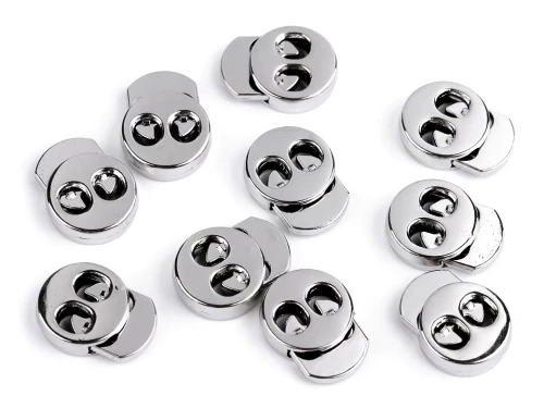 Stoper do sznurka metalowy  15x18mm / okrągły / nikiel / 4 szt./ 880143