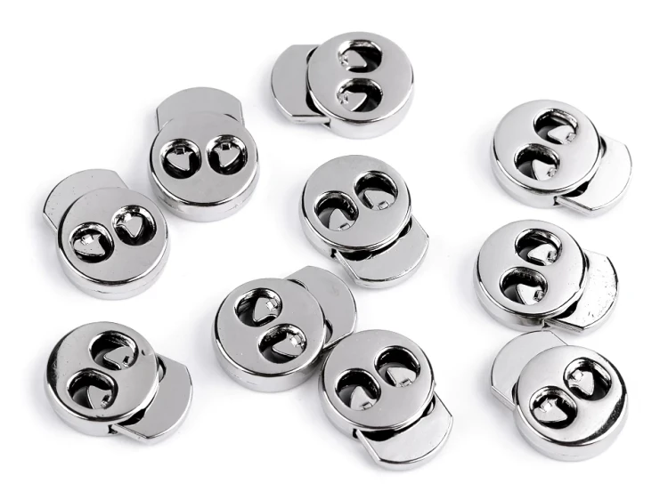 Stoper do sznurka metalowy  15x18mm / okrągły / nikiel / 4 szt./ 880143
