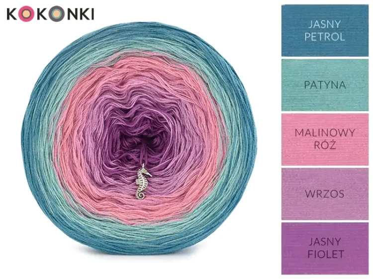 KOKONEK_Classic B178 Dandelion charm - Jasny petrol/patyna/malinowy róż/wrzos/jasny fiolet