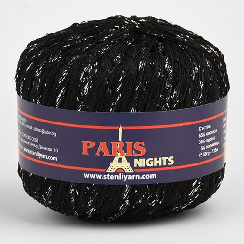 Włóczka fantazyjna Paris Night 00991 / czarno srebrny