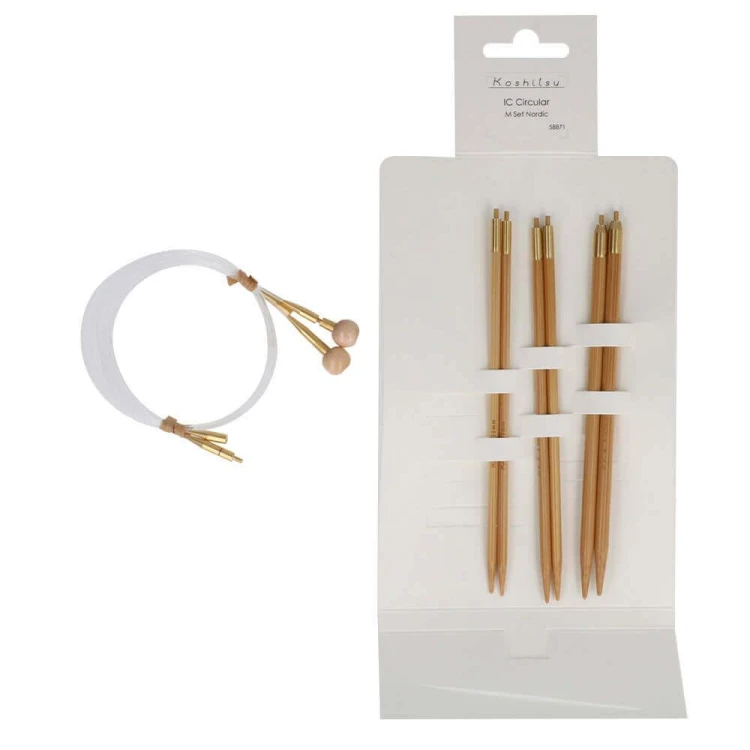 Zestaw bambusowych drutów wymiennych Seeknit Koshitsu M / 3 pary drutów / długość 14 cm / 5,5" / rozmiar 3,5-5,0 mm / 58871