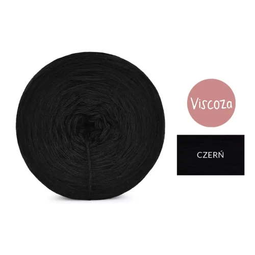 KOKONEK Viscoza - czerń, 3 nitki, 1200 m, 225g - GOTOWY