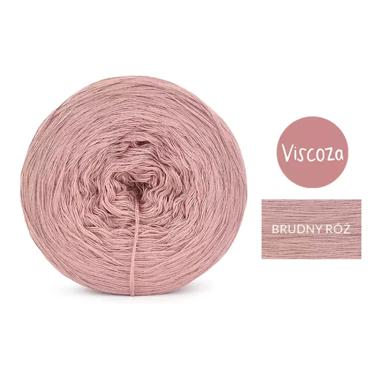 KOKONEK Viscoza - brudny róż, 3 nitki, 1200 m, 225g - GOTOWY