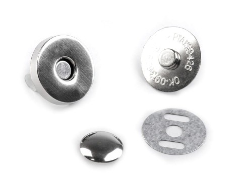 Zapięcie magnetyczne z nitem 18 mm / nikiel / 5 szt.  