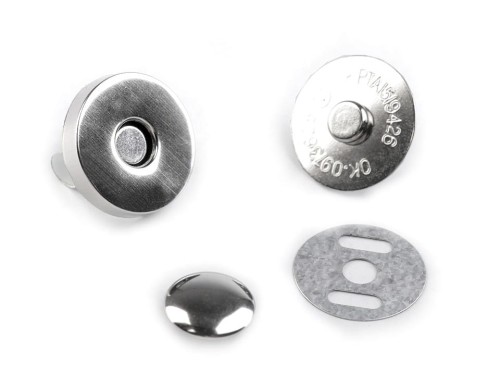 Zapięcie magnetyczne z nitem 18 mm / nikiel / 5 szt.