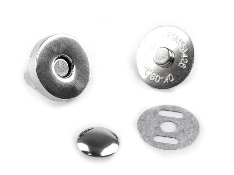 Zapięcie magnetyczne z nitem 18 mm / nikiel / 5 szt.