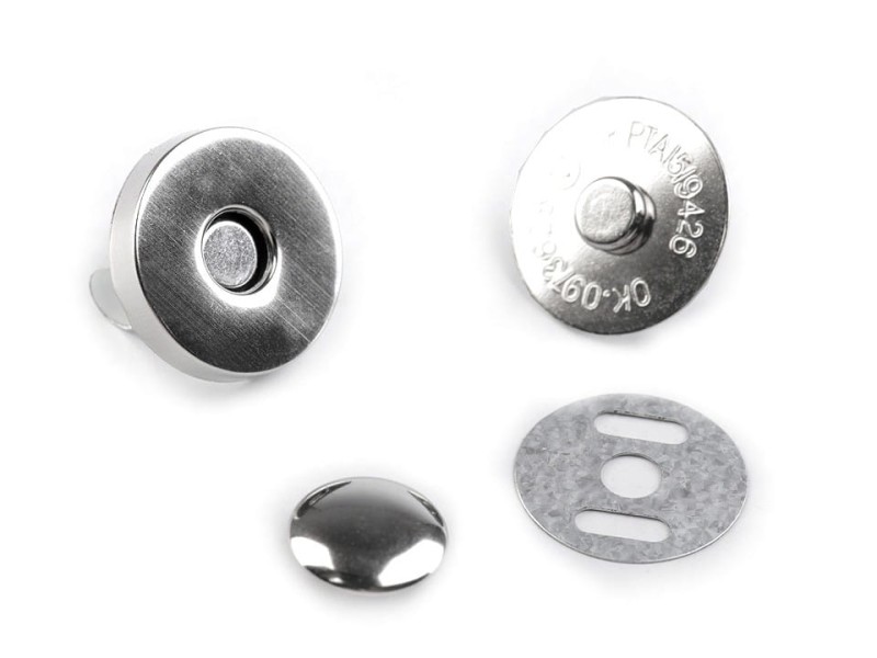 Zapięcie magnetyczne z nitem 18 mm / nikiel / 5 szt.