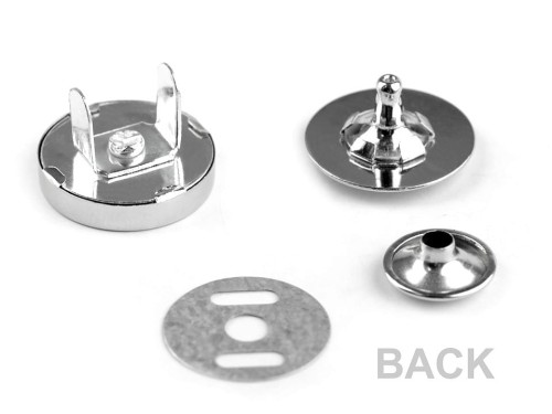 Zapięcie magnetyczne z nitem 18 mm / nikiel / 5 szt.