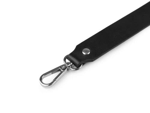 Uchwyt / rączka do torby z eko skóry z karabińczykiem / 108 cm / czerń-nikiel / 890715