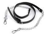 Uchwyt / rączka do torby z eko skóry z karabińczykiem / długość regulowana 115-130 cm / czerń-nikiel / 890712