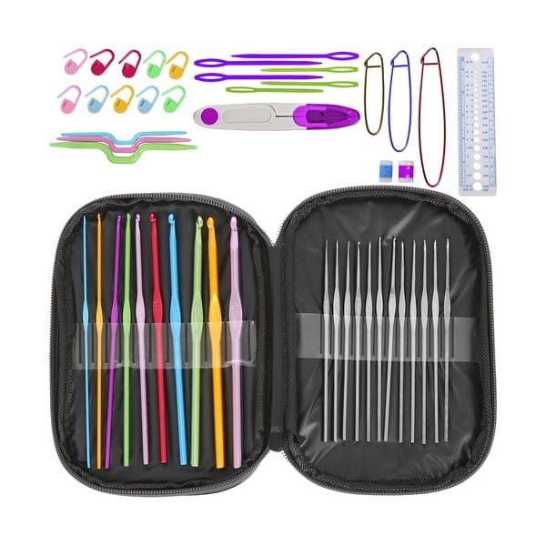 Zestaw szydełek Ruhhy / etui + akcesoria dziewiarskie / 50 elementów