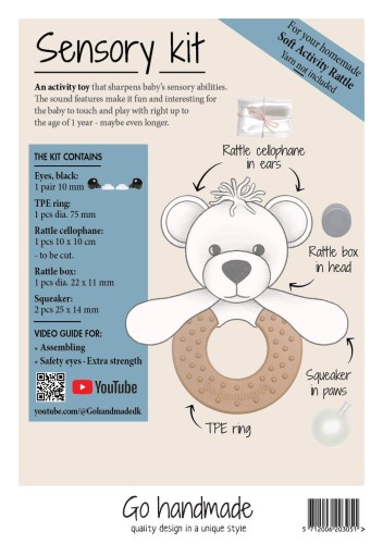Zestaw sensoryczny / szydełko / Go handmade Soft Activity Rattle