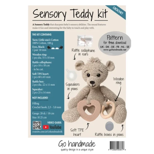 Zestaw sensoryczny / szydełko / Go handmade Teddy Kit beige