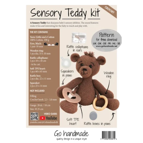 Zestaw sensoryczny / szydełko / Go handmade Teddy Kit brązowy