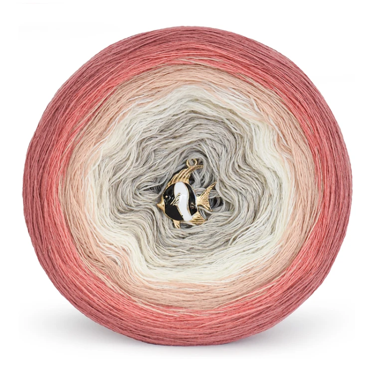 KOKONEK Merino 762 "motek Małgorzaty" - Malwa/jasna malwa/łososiowy/krem/lniany/jasny szary