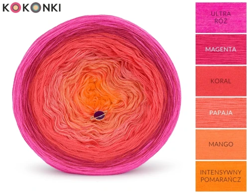 KOKONEK B187 "motek Dagmary" - Ultra róż/magenta/koral/papaja/mango/intensywny pomarańcz