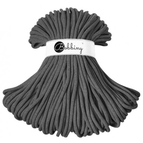 Sznurek pleciony bawełniany Bobbiny Jumbo / Grafitowy / Charcoal / 9mm / 100m