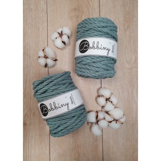 Sznurek skręcany 3-żyłowy bawełniany Bobbiny 3ply Macrame Rope / Laurowy / Laurel / 9mm / 30m