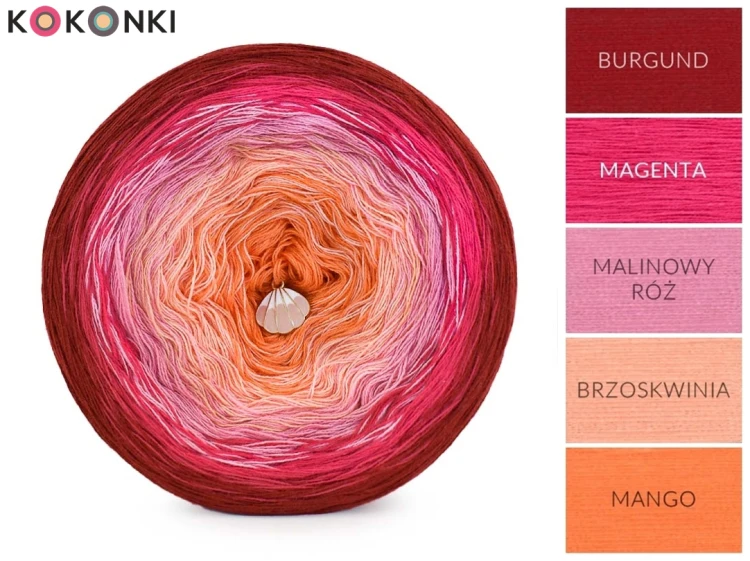 KOKONEK Classic B196 Little Mermaid - Burgund/magenta/malinowy róż/brzoskwinia/mango