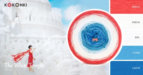 KOKONEK Classic B198 The White Temple - Arbuz/kreda/biel/cyjan/lazur