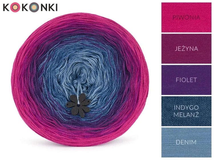 KOKONEK Classic B114 Deep in the eyes - Piwonia/jeżyna/fiolet/indygo melanż/denim