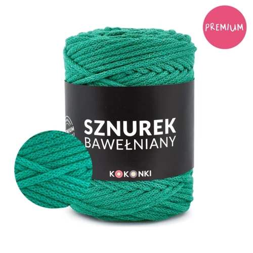 PREMIUM sznurek bawełniany by KOKONKI 5mm / rolka 100m / szmaragd