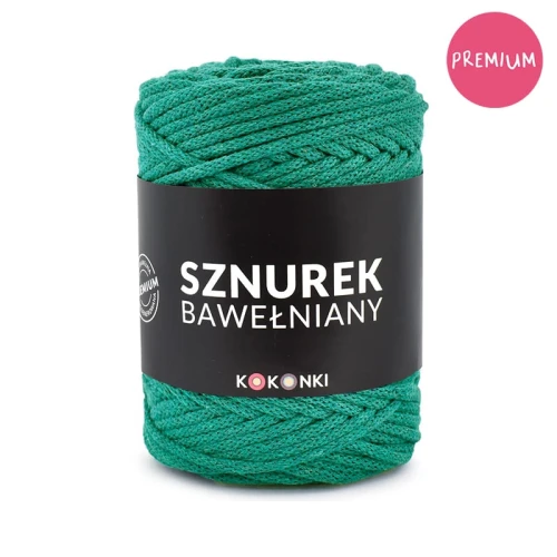 PREMIUM sznurek bawełniany by KOKONKI 5mm / rolka 100m / szmaragd