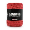 PREMIUM Sznurek bawełniany by KOKONKI 5mm / rolka 100m / czerwień + złoty LUREX (wiązany)