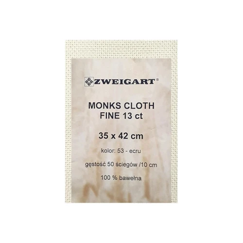 Kanwa bawełniana ZWEIGART Monks Cloth Fine 13 ct / 35 x 42 cm / kolor 0053 ecru