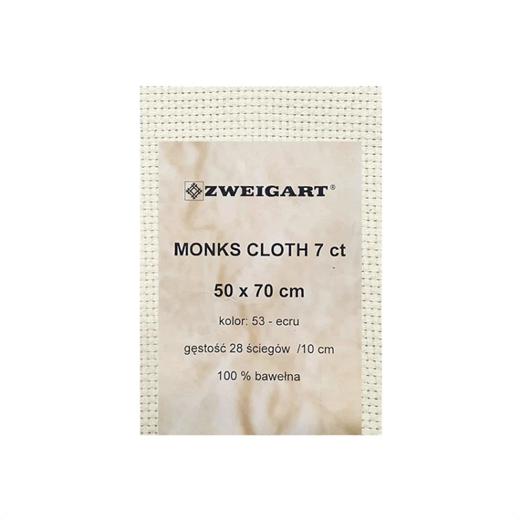 Kanwa bawełniana ZWEIGART Monks Cloth 7 ct / 50 x 70 cm / kolor 0053 ecru