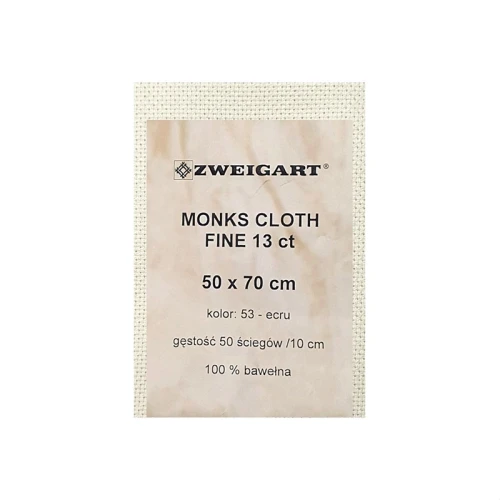 Kanwa bawełniana ZWEIGART Monks Cloth Fine 13 ct / 50 x 70 cm / kolor 0053 ecru