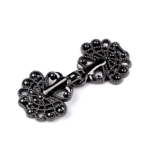 Zapięcie ozdobne filigranowe / czarny nikiel / 1 szt / 890158