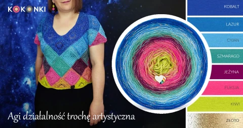KOKONEK Shine Classic S068 Agi Działalność Trochę Artystyczna - Kobalt/lazur/cyjan/szmaragd/jeżyna/fuksja/kiwi + złoto