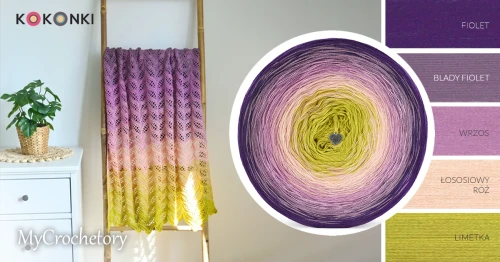 KOKONEK Classic B204 MyCrochetory - Fiolet/blady fiolet/wrzos/łososiowy róż/limetka