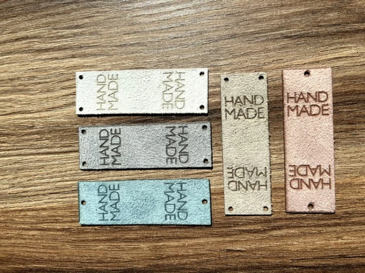 Zestaw 5 x metka nubuk premium "HAND MADE" / mix 1 / 60 x 20 mm / 5 szt.