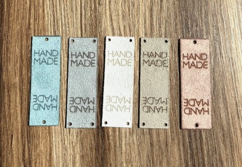 Zestaw metek nubuk premium "HAND MADE" / mix 1 / 60 x 20 mm / 5 szt.
