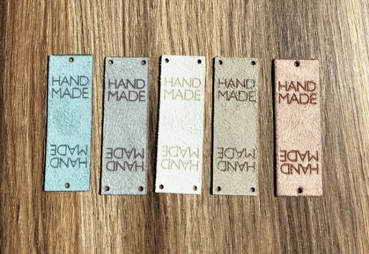 Zestaw metek nubuk premium "HAND MADE" / mix 1 / 60 x 20 mm / 5 szt.