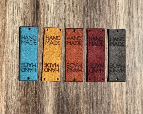 Zestaw metek nubuk premium "HAND MADE" / mix 2 / 60 x 20 mm / 5 szt.
