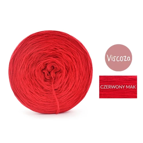 KOKONEK Viscoza - czerwony mak, 3 nitki, 1200 m, 225g - GOTOWY