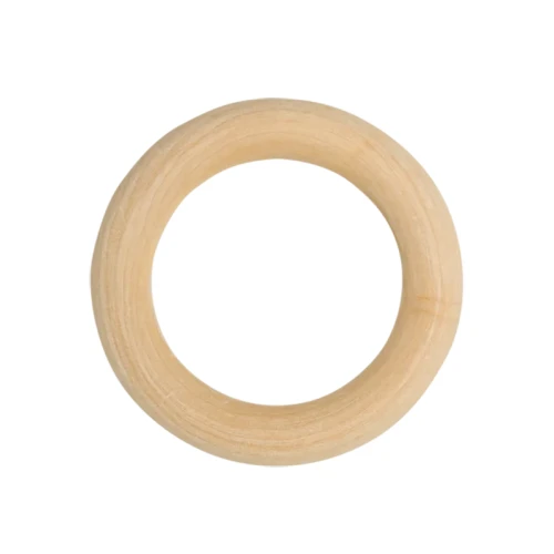 Kółko drewniane do makramy/obrabiania szydełkiem 75mm / naturalne / 1 szt.
