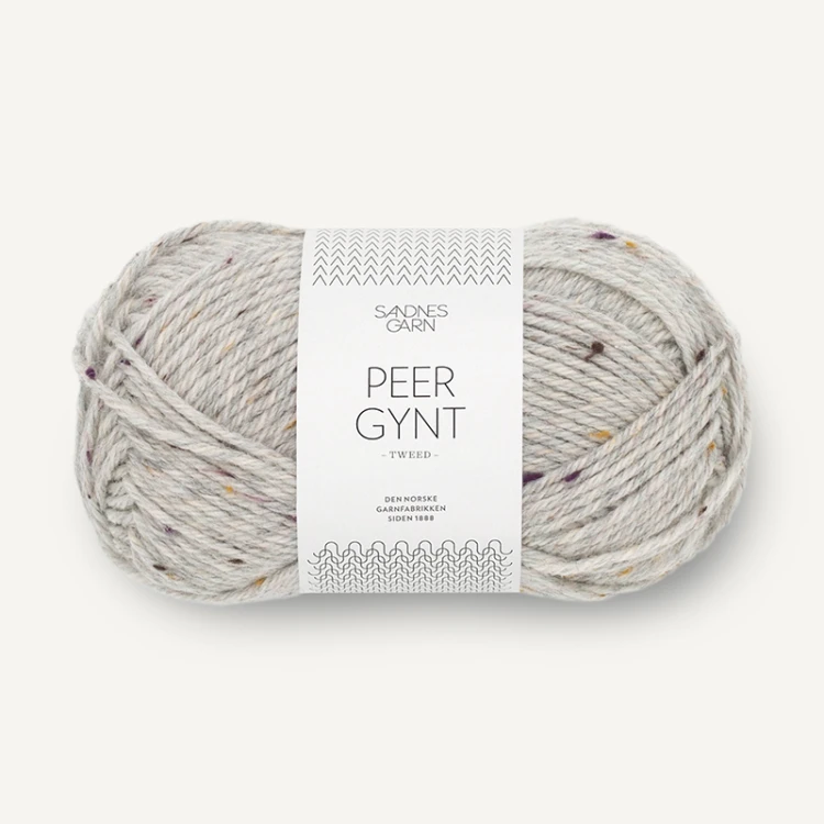 Włóczka Sandnes Garn Peer Gynt Tweed 1035 / jasny szary melanż z nopkami