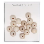 Koraliki drewniane Go handmade / 15 mm / otwór 4 mm / naturalny / 15 szt.