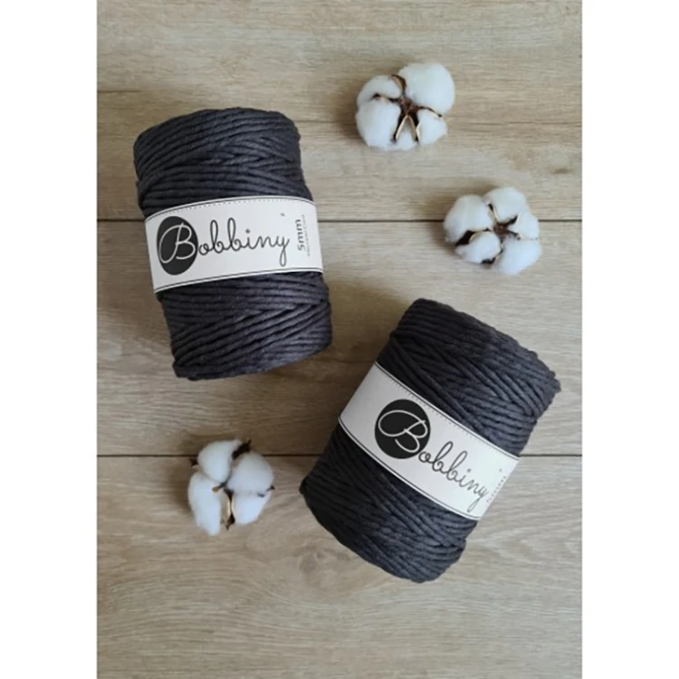 Sznurek skręcany bawełniany Bobbiny Macrame Cord / Espresso / 5mm / 100m