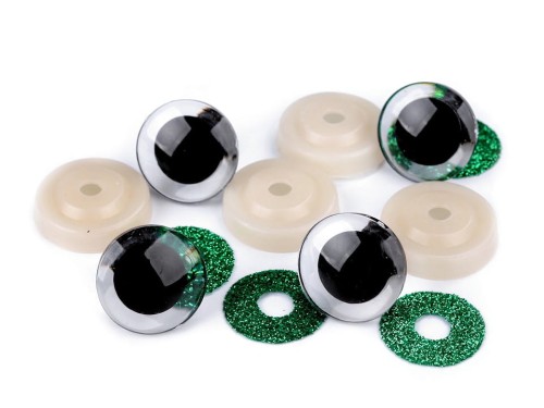 Oczy brokatowe do maskotek / 20 mm / zielone / 4 szt / 790788