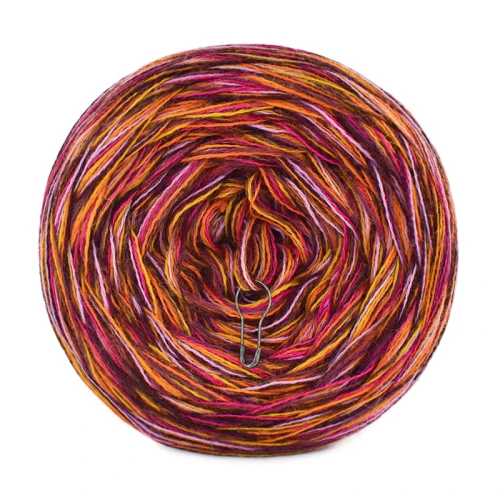 KOKONEK Eight Merino E014 - Miedź melanż/koniak/miodowy/musztarda/wrzos/fuksja/burak/wino melanż, 8 nitek, 220 m, 130 g